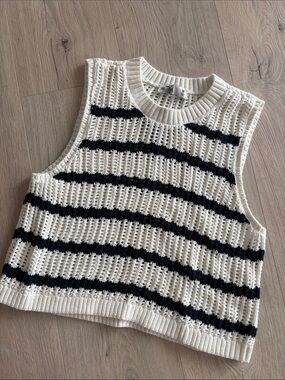 Hollister Cream and Black Striped Knit Sleeveless Tank